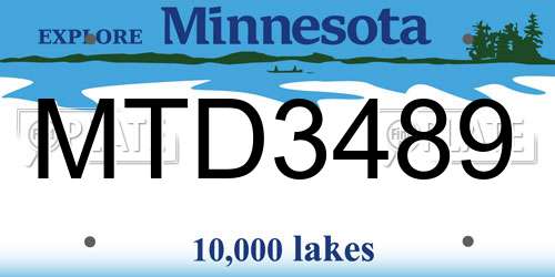MTD3489 Minnesota License Plate