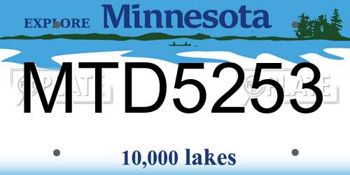 MTD5253 Minnesota License Plate
