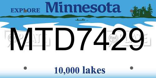 MTD7429 Minnesota License Plate