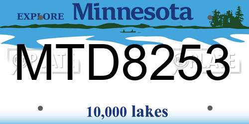 MTD8253 Minnesota License Plate