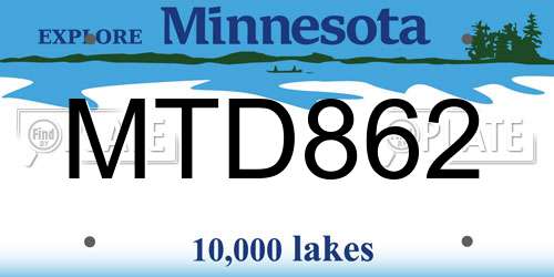 MTD862 Minnesota License Plate