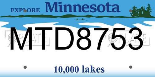 MTD8753 Minnesota License Plate