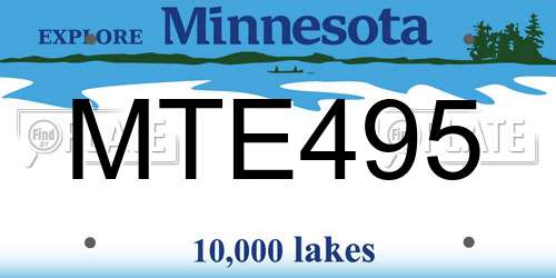 MTE495 Minnesota License Plate