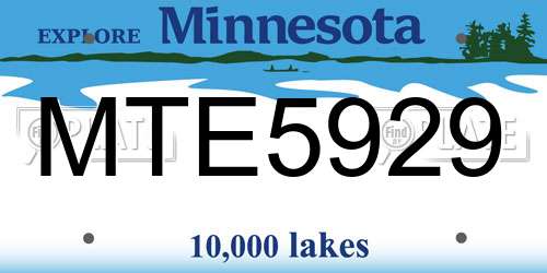 MTE5929 Minnesota License Plate