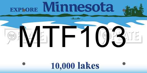 MTF103 Minnesota License Plate