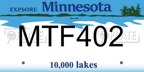 MTF402 Minnesota License Plate
