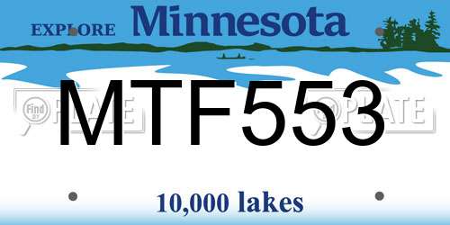 MTF553 Minnesota License Plate
