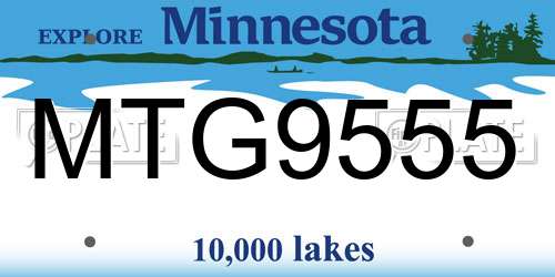MTG9555 Minnesota License Plate