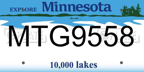 MTG9558 Minnesota License Plate