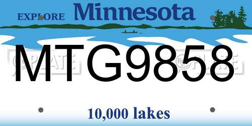 MTG9858 Minnesota License Plate