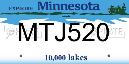 MTJ520 Minnesota License Plate