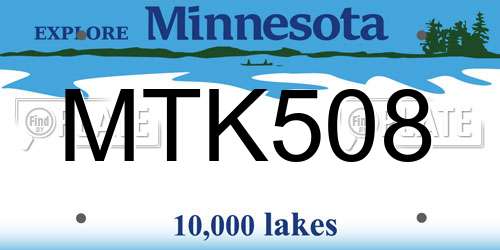 MTK508 Minnesota License Plate
