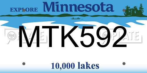 MTK592 Minnesota License Plate