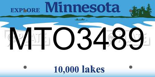 MTO3489 Minnesota License Plate