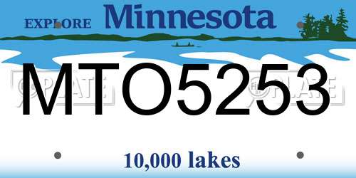 MTO5253 Minnesota License Plate
