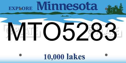 MTO5283 Minnesota License Plate