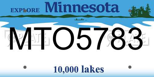MTO5783 Minnesota License Plate
