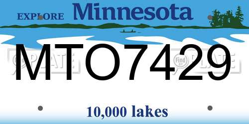 MTO7429 Minnesota License Plate