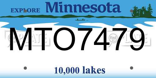 MTO7479 Minnesota License Plate