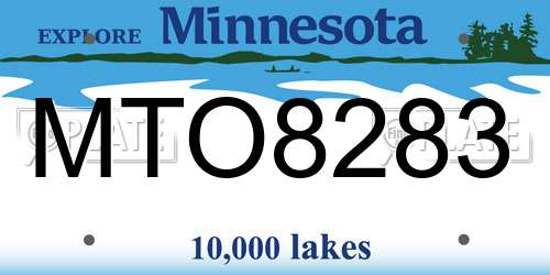 MTO8283 Minnesota License Plate