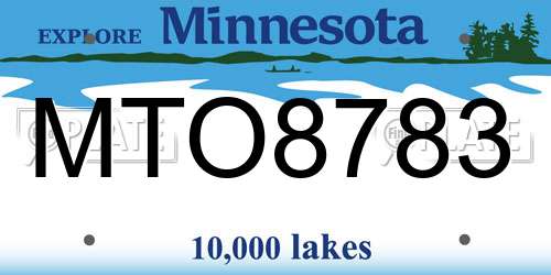 MTO8783 Minnesota License Plate