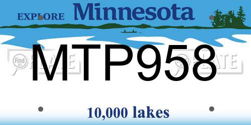 MTP958 Minnesota License Plate