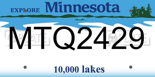 MTQ2429 Minnesota License Plate