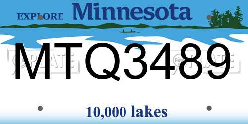 MTQ3489 Minnesota License Plate