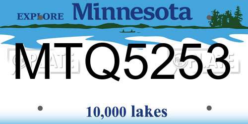 MTQ5253 Minnesota License Plate