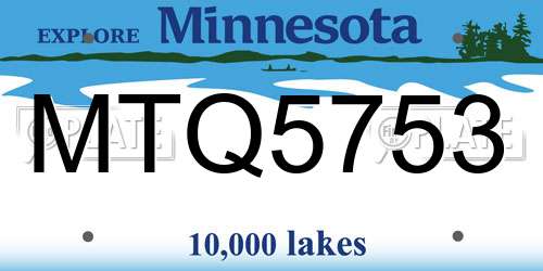 MTQ5753 Minnesota License Plate