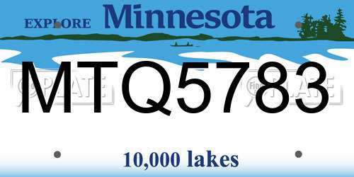 MTQ5783 Minnesota License Plate
