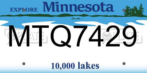 MTQ7429 Minnesota License Plate