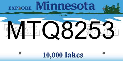 MTQ8253 Minnesota License Plate
