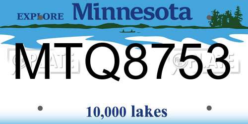 MTQ8753 Minnesota License Plate
