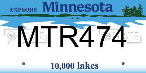 MTR474 Minnesota License Plate