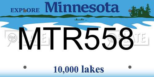 MTR558 Minnesota License Plate