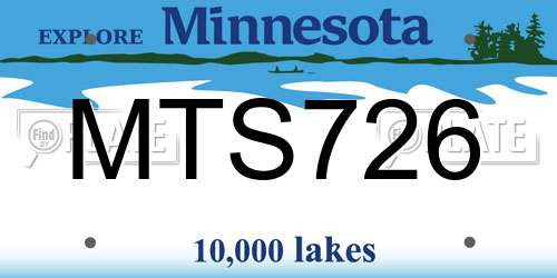 MTS726 Minnesota License Plate