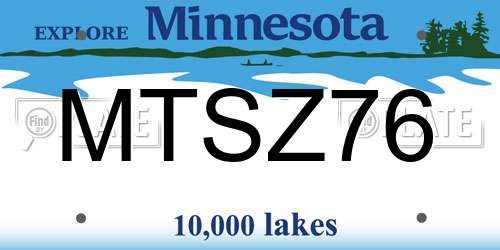 MTSZ76 Minnesota License Plate
