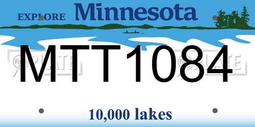 MTT1084 Minnesota License Plate