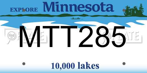 MTT285 Minnesota License Plate