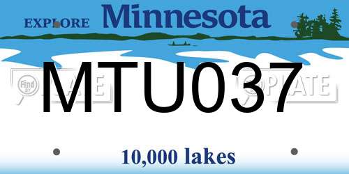 MTU037 Minnesota License Plate