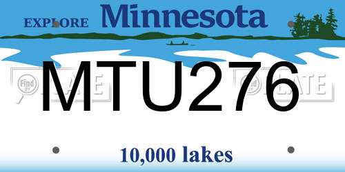 MTU276 Minnesota License Plate