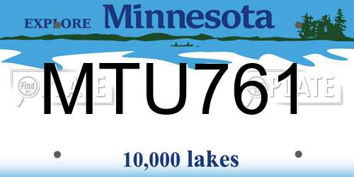 MTU761 Minnesota License Plate