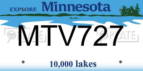 MTV727 Minnesota License Plate