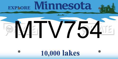 MTV754 Minnesota License Plate