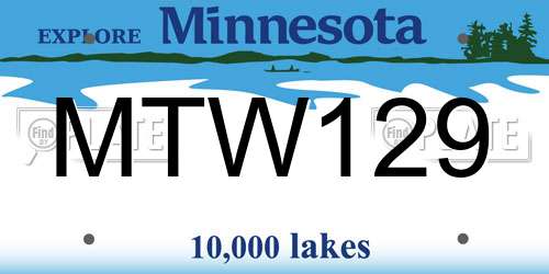 MTW129 Minnesota License Plate