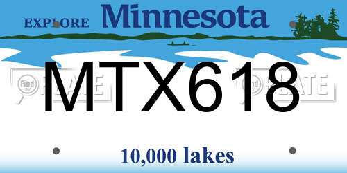 MTX618 Minnesota License Plate