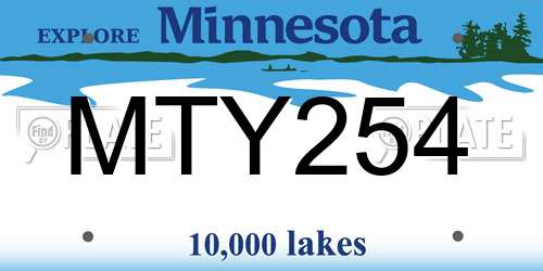 MTY254 Minnesota License Plate