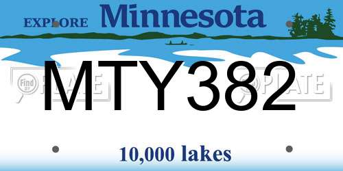 MTY382 Minnesota License Plate
