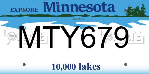 MTY679 Minnesota License Plate